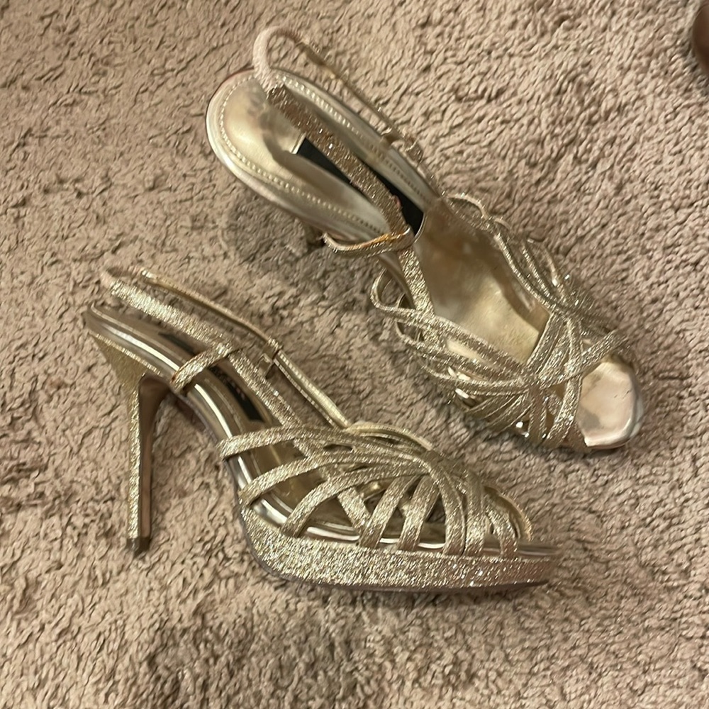 Gold glittery heels